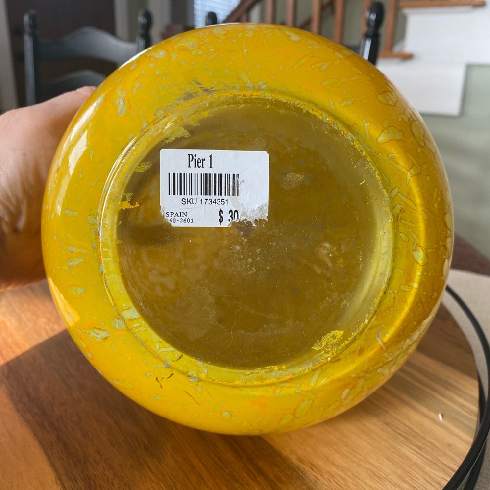 Pier One teardrop yellow glass vase - Picture 2 of 3